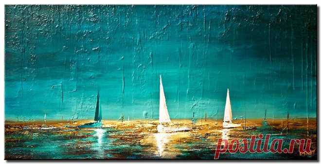 Abstract and Modern Paintings - Osnat Fine Art Painting: Meeting at the Horizon