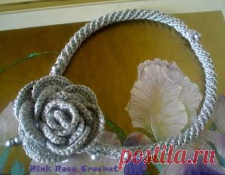 PINK ROSE CROCHET: Colar Rose Crochet Necklace