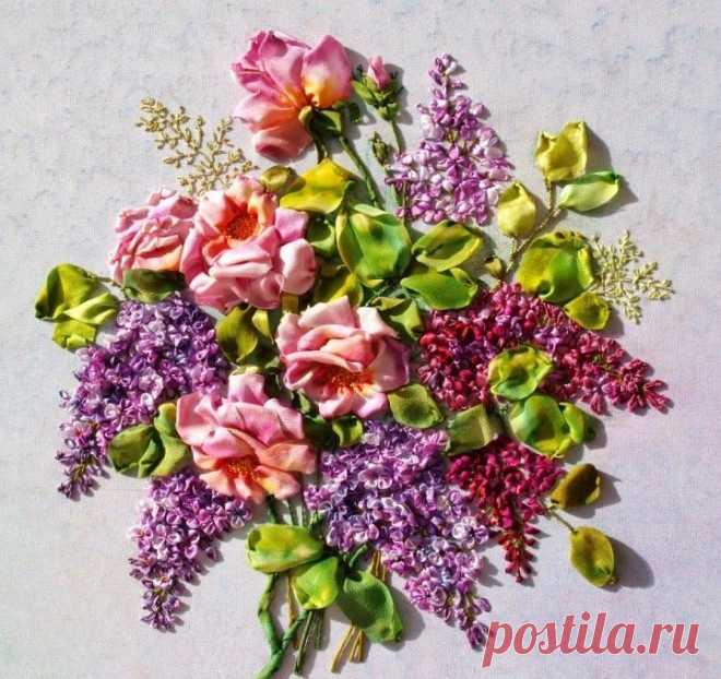 Вышивка лентами: объёмные картины своими руками (фото)