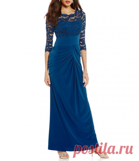 Adrianna Papell Lace Bodice Jersey Gown | Dillards