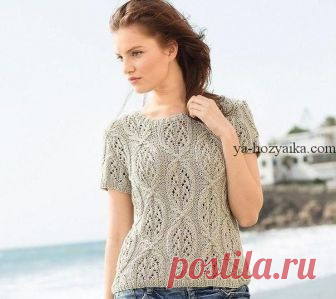 Джемпер с коротким рукавом спицами. Связать летний джемпер ажурным узором из «кос»