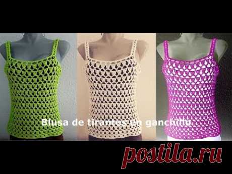 Blusa de tirantes en ganchillo