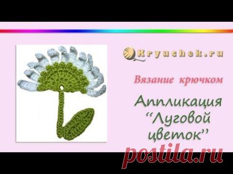 Связанная крючком аппликация "Луговой цветок"  (Crocheted appliqued "Meadow Flower")