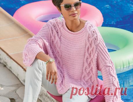 Розовый джемпер-оверсайз - схема вязания спицами. Вяжем Джемперы на Verena.ru