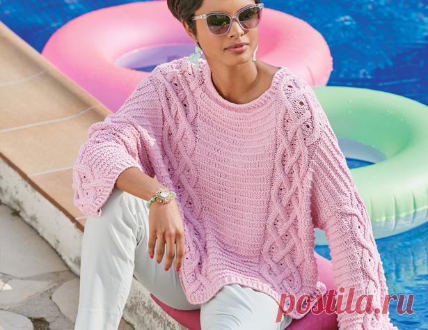 Розовый джемпер-оверсайз - схема вязания спицами. Вяжем Джемперы на Verena.ru