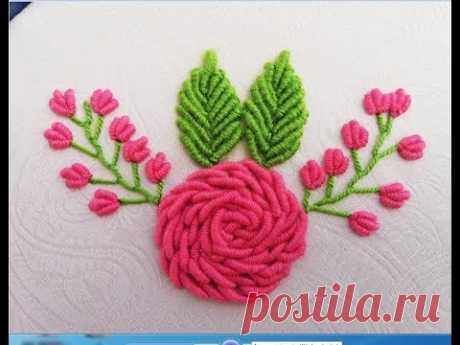 Hand Embroidery:Pink Roses with Bullion Knot Stitch