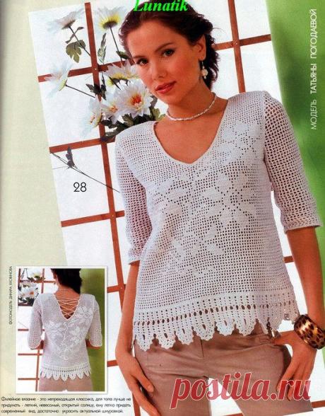 Кофточка в филейной технике - Летний букет ( два узора).