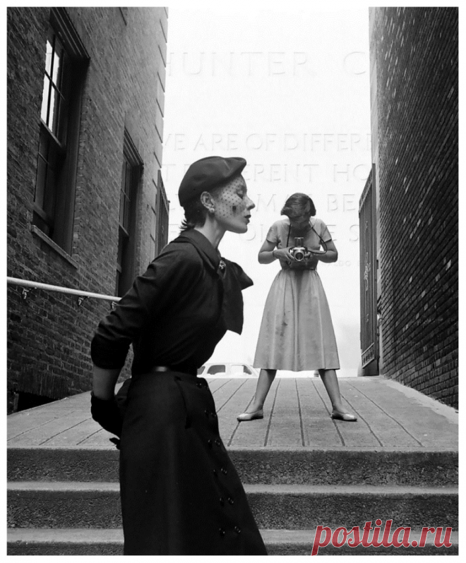 Bettina Graziani models fall college clothes for Vogue photographer Frances McLaughlin-Gill across from New York’s Hunter College
photo by Gordon Parks, 1950