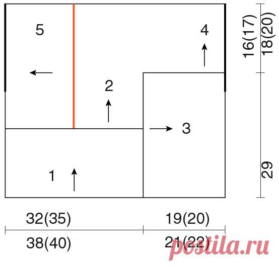 Черно-белый стильный топ — схема вязания спицами с описанием на BurdaStyle.ru