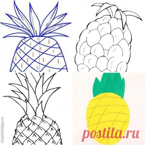 Ананас. Рисунки для рукоделия и аппликаций