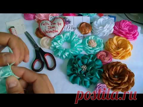 Materiales ....liston satin 1 cara o faya del #4 tijeras ahuja encendedor silicon caliente y una vase de carton de 6 cm ....1.capa 9 petalos 2.capa 7 petalos...