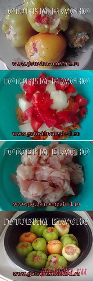 Перец, фаршированный кусочками куриного мяса. Готовим в мультиварке. Видео