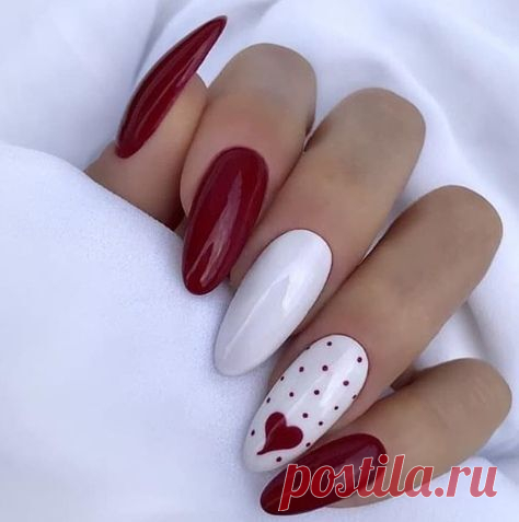 Роскошный красно-белый маникюр