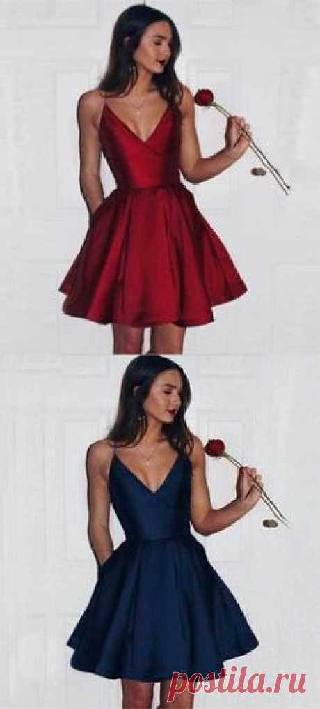 cheap burgundy short homecoming dresses with pocket, spaghetti straps mini cocktail party gowns,modest short dress for prom
