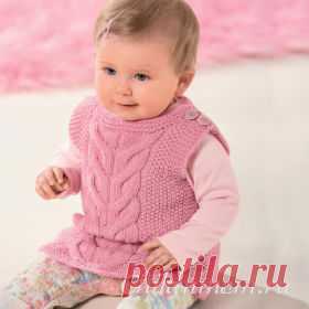 (+2) Жилет с рельефным узором для малыша (вязание спицами)