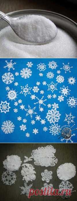 Как засахарить вязаные плоские фигурки: снежинки, ангелочки, колокольчики и другие