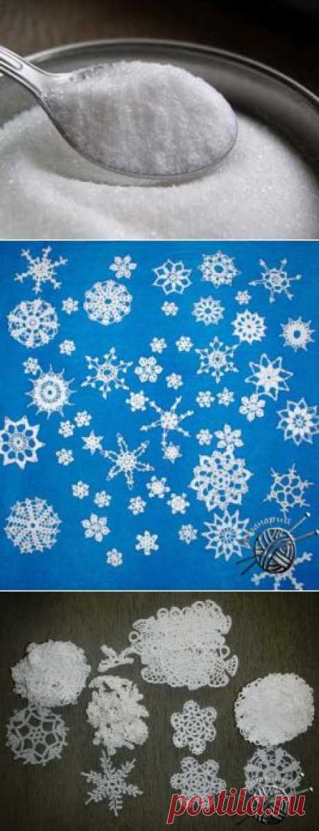 Как засахарить вязаные плоские фигурки: снежинки, ангелочки, колокольчики и другие