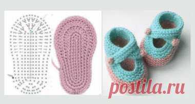Пинетки для мальчиков и девочек. Вяжем крючком по схемам с описанием