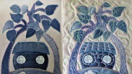 ДОМИК - ДЖИНСОВАЯ ПЕРЕДЕЛКА. ТЕКСТИЛЬНАЯ КАРТИНКА ИЗ ДЖИНСОВОЙ ТКАНИ, | Я  творю. | Дзен