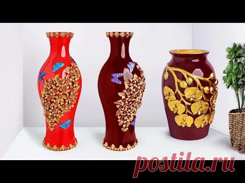 Paper Flower vase making || Cement flower vase at home || Big Size Paper Flower vase - YouTube