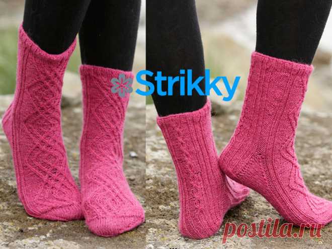 Женские носки с аранским узором от Drops Design вязаные спицами В последней коллекции студии Drops Design имеется оригинальная модель носков под девизом «Изольда». Это изящная работа из тонкой пряжи, где применены рисунки вязки из кельтских