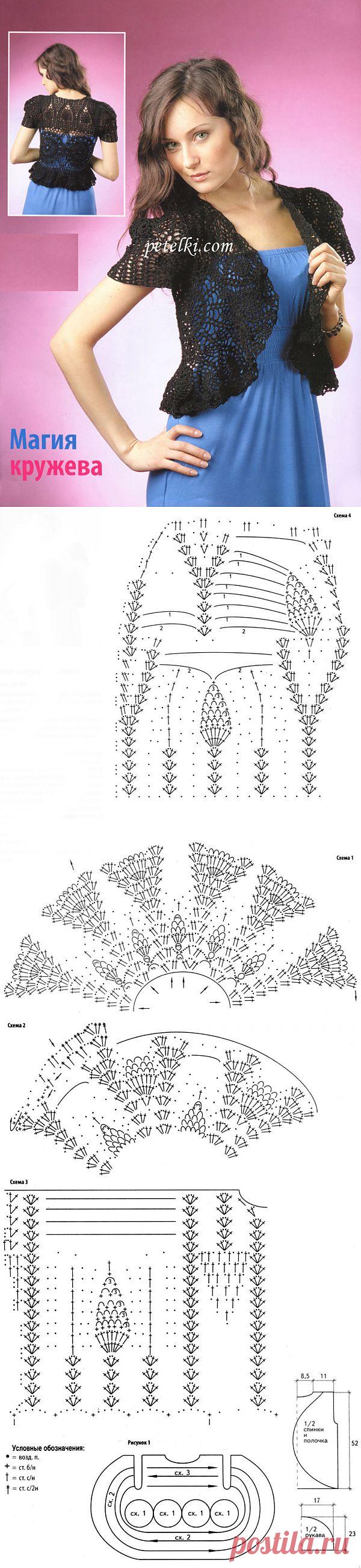 Черное ажурное болеро