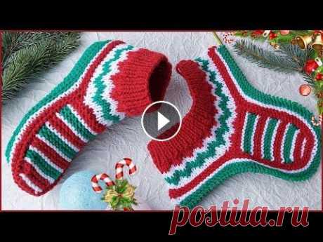 Рождественские домашние следки спицами. Следки- носочки на двух спицах. ✔ Ссылка на магазин Пряжа Су: Промокод: MARINA22 В этом видео я покажу как связать Следки-носочки спицами. Подробный мастер класс. Легко и просто Свяж...