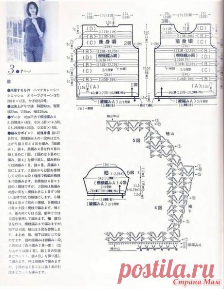 Ажурный джемпер с короткими рукавами. Крючок. - ВЯЗАНАЯ МОДА+ ДЛЯ НЕМОДЕЛЬНЫХ ДАМ - Страна Мам