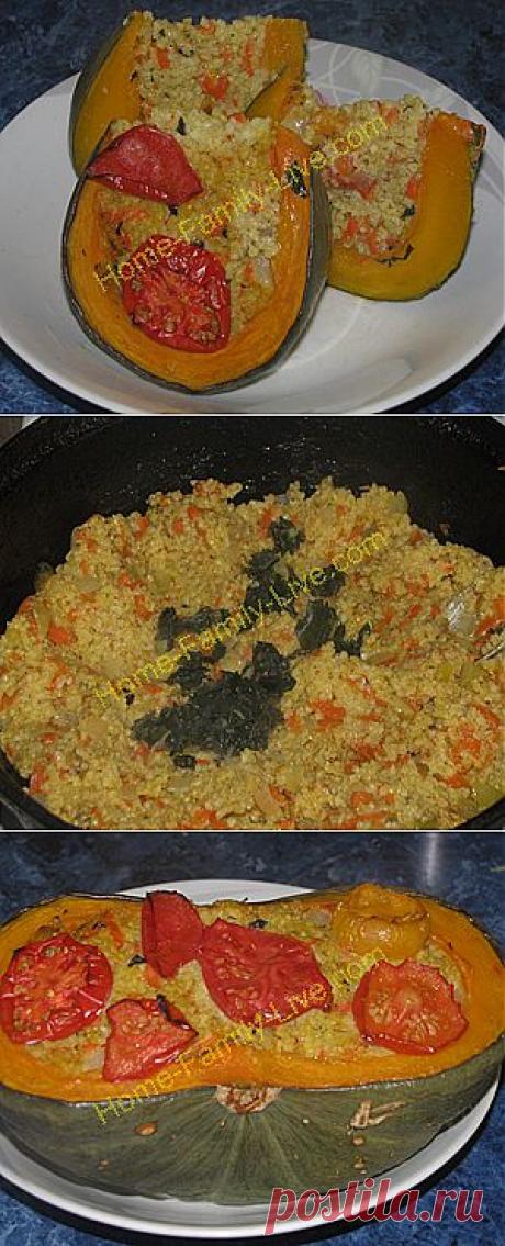 Кулинарные рецепты Тыква, фаршированная кашей - пошаговый фпторецепт - каша в тыкве
