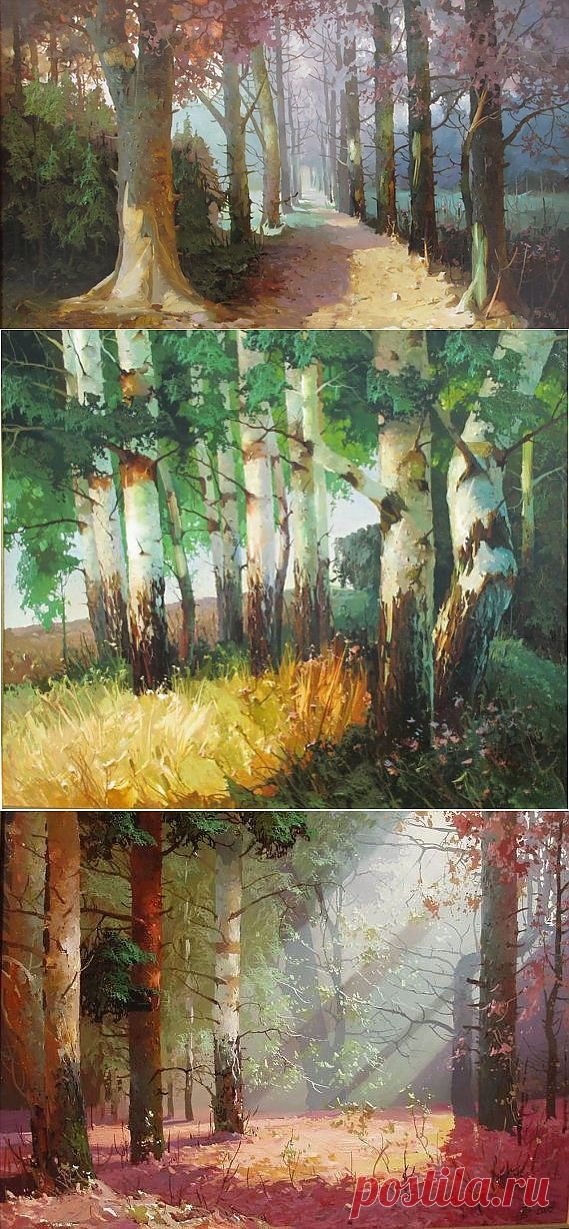 Лес маслом от Виктора Быкова.