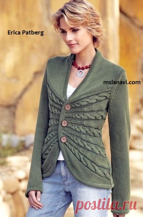 Вязаный жакет косами | Вяжем с Лана Ви
