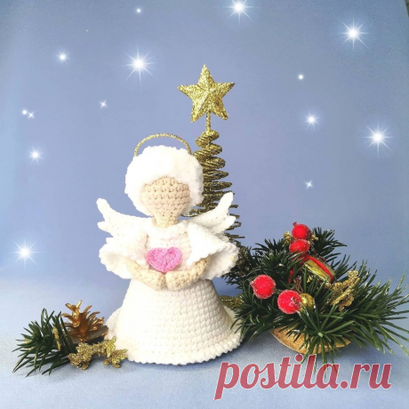 PDF Ангел крючком. FREE crochet pattern; Аmigurumi doll patterns. Амигуруми схемы и описания на русском. Вязаные игрушки и поделки своими руками #amimore - ангел, маленький ангелок, ангелочек, кукла, куколка, девочка, украшение.