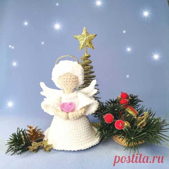 PDF Ангел крючком. FREE crochet pattern; Аmigurumi doll patterns. Амигуруми схемы и описания на русском. Вязаные игрушки и поделки своими руками #amimore - ангел, маленький ангелок, ангелочек, кукла, куколка, девочка, украшение.