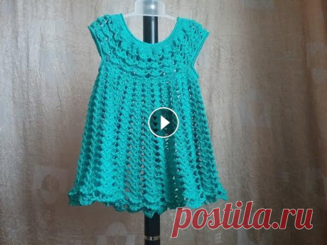 Кружевное платье крючком (ВАРИАНТ 2) / Knitting dress for girls На это платье расход пряжи 250 грамм -650 метров, крючок №3 Ссылка на музыку:...