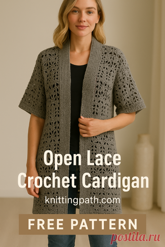Open Lace Crochet Cardigan