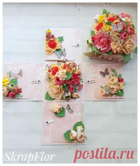 Цветочная коробочка, которая сможет впечатлить! В такой коробочке можно подарить денежный подарок, украшение или просто написать слова благодарности или поздравления.
Все цветочки ручная работа!