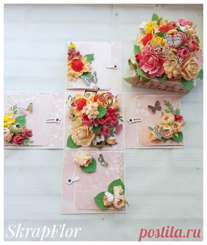 Цветочная коробочка, которая сможет впечатлить! В такой коробочке можно подарить денежный подарок, украшение или просто написать слова благодарности или поздравления.
Все цветочки ручная работа!