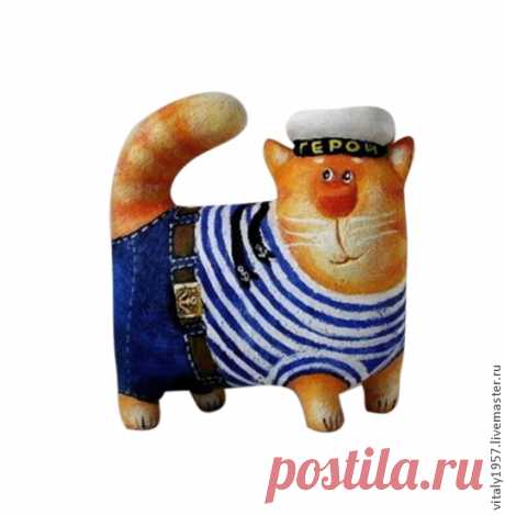 Купить Кот Герой, скульптура, ручная роспись - кот, деревянная скульптура, коллекционные игрушки