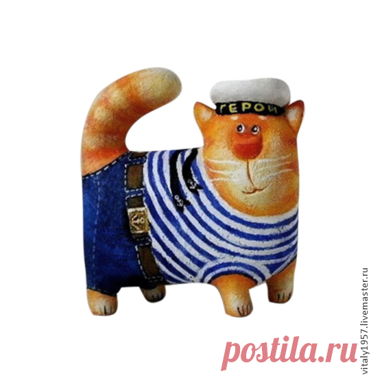 Купить Кот Герой, скульптура, ручная роспись - кот, деревянная скульптура, коллекционные игрушки