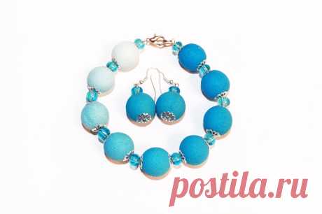 Браслет и серьги из полимерной глины в соляной (сахарной) технике — мастер класс
