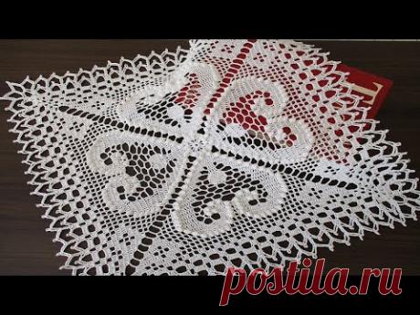 КВАДРАТНАЯ САЛФЕТКА С СЕРДЕЧКАМИ КРЮЧКОМ. ЧАСТЬ 1