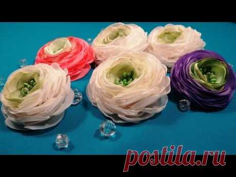 Ranunculus of fabric or ribbons/Ranunculus de tela o cintas/Ранункулюс из ткани или лент