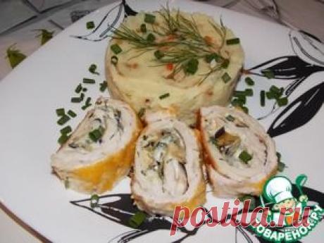 Куриный рулет с баклажаном и плавленным сыром