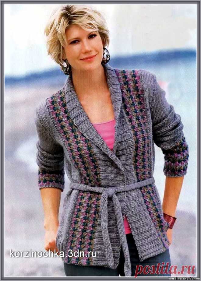 Вязаная кофта с жаккардовыми вставками - 29 Августа 2014 - Вязание спицами, модели и схемы для вязания на спицах