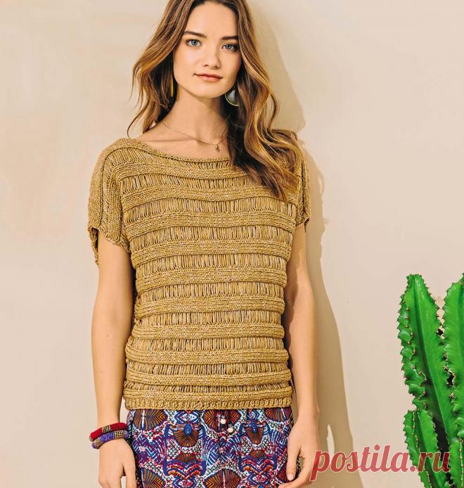 Джемпер песочного цвета с чередованием полос - схема вязания спицами. Вяжем Джемперы на Verena.ru