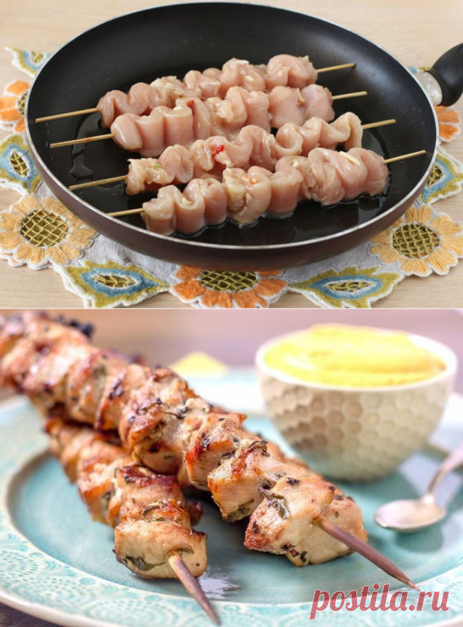 Шашлык в духовке на шпажках из курицы