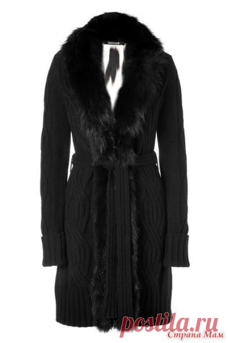 Пальто-кардиган от Роберто Кавалли: вязание+мех - Вязание - Страна Мам
