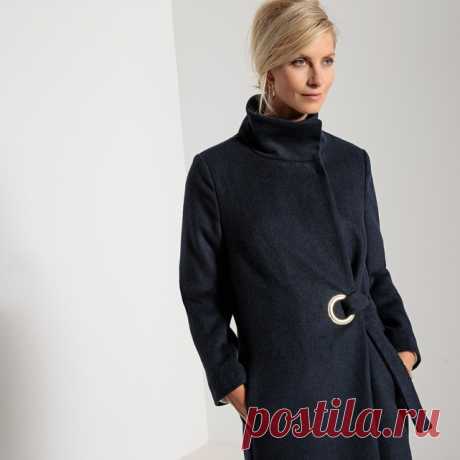 Пальто в клетку с поясом на завязках в клетку/фон бежевый La Redoute Collections