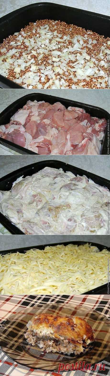 Курица, запеченная с гречкой