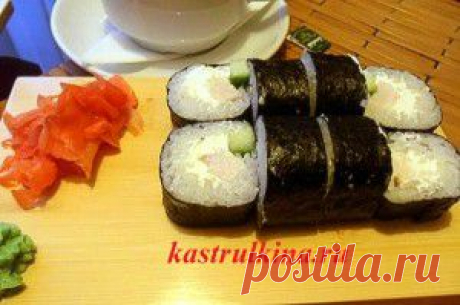 Рецепт вкусных роллов без рыбы и морепродуктов - с курицей, сливочным сыром и огурцом.